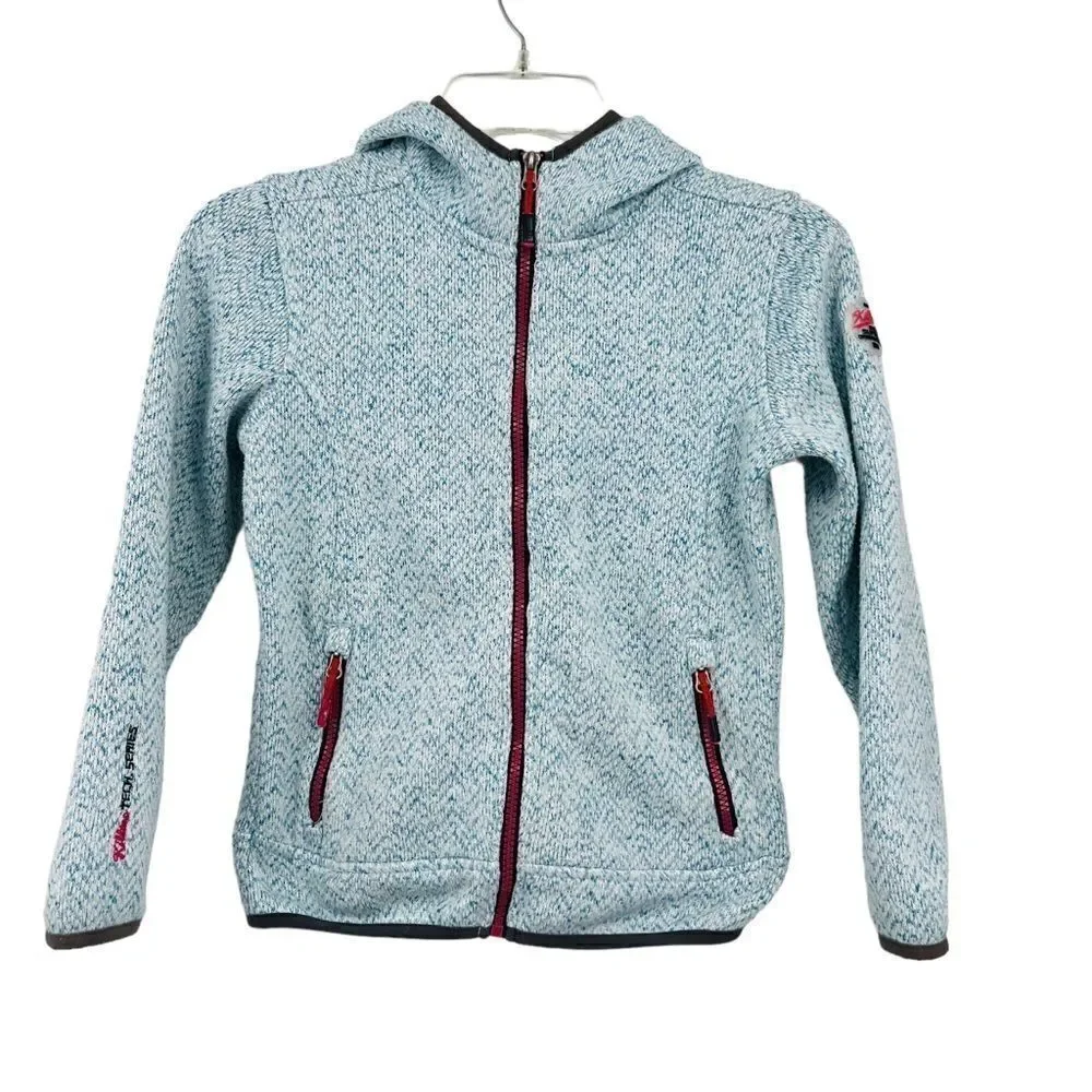 Killtec Tech Series Knit Jacket Full Zip Hooded In Blue Girls Size 10